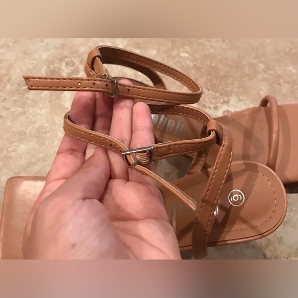 SHEIN Square Toe Tan/Nude Strappy Stiletto Heels - Size 6 - Picture 8 of 13